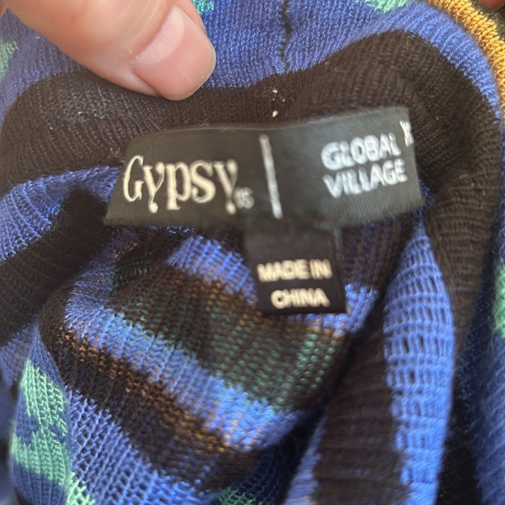 GYPSY 05 Global Village Longline Geomatric Aztec Cardigan Sweater Wrap Tie XS - Picture 10 of 10
